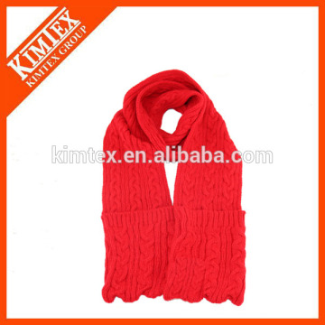 Cachecóis acrílicos vermelhos do knit do jacquard da malha